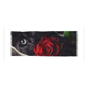 Black Cat and Red Rose Scarf